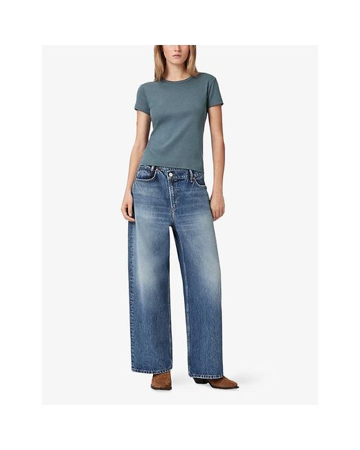 AllSaints Blue Stevie Slim-Fit Cotton-Jersey T-Shirt