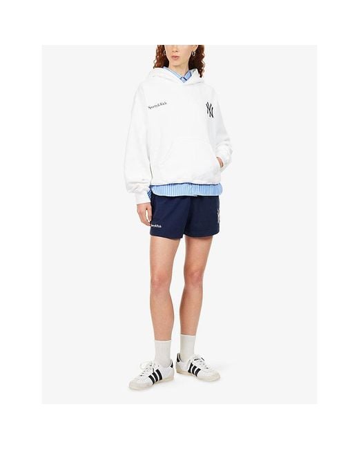 Sporty & Rich White For '47 X The New York Yankees Curve Cotton-Jersey Hoody