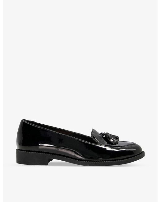 Dune Synthetic Global Tasseltrim Patent Loafers in Black Lyst