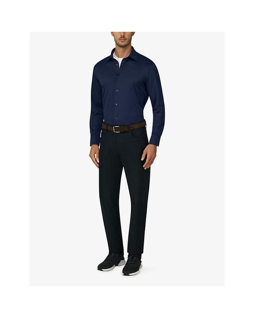 Boggi Blue Regular-Fit Jersey Shirt for men