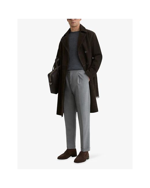 Reiss Gray Promise Adjustable Tailored-Fit Stretch Wool-Blend Trousers for men