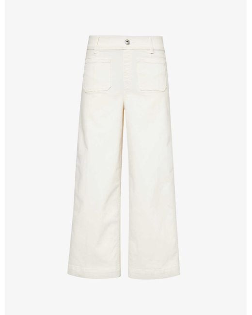 Spanx White Wide-leg Mid-rise Stretch-denim Jeans X