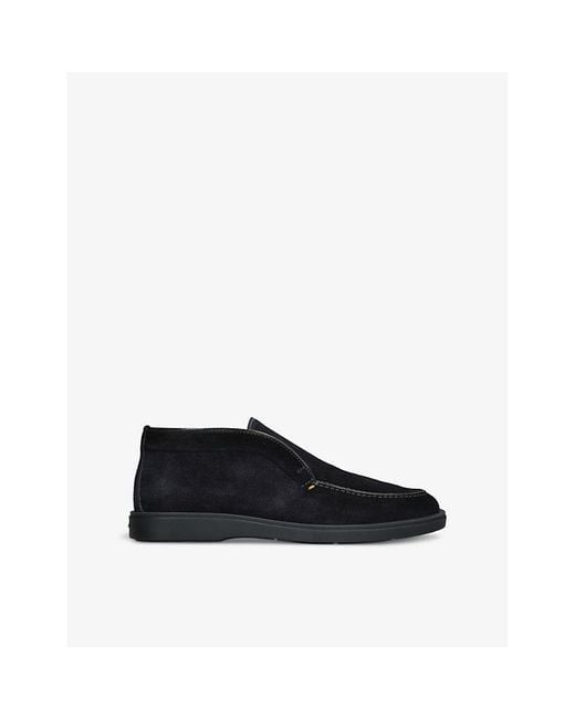 Santoni Black Detroit Chunky-Sole Suede Loafers for men