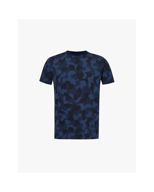 Derek Rose Blue London Camouflage-Print Stretch-Woven Pyjama Top for men