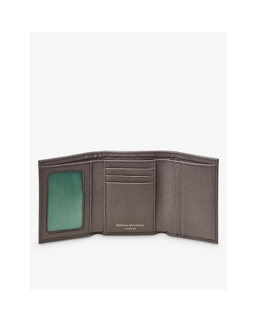 Aspinal of London Logoembossed Grainedleather Trifold Wallet in Gray
