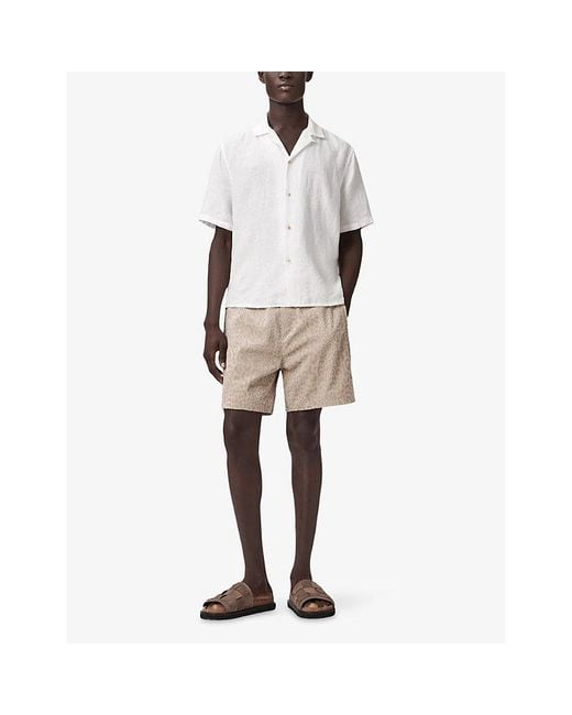 AllSaints White Sepal Hawaiian-Collar Linen Shirt for men