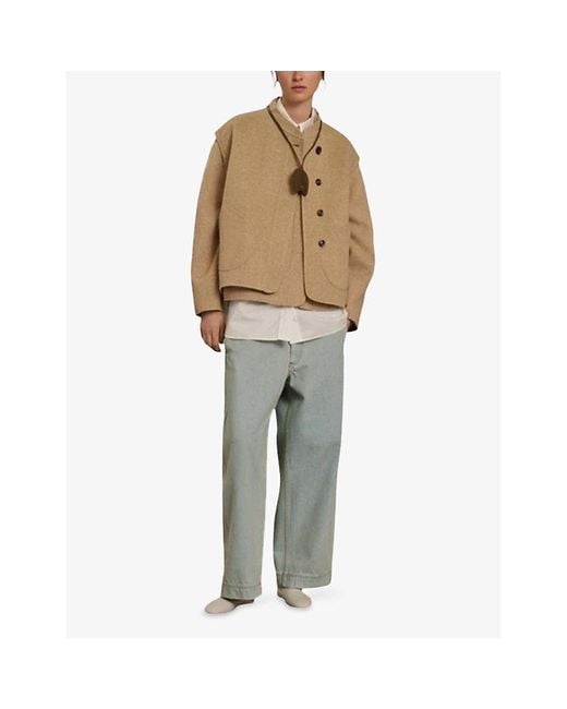 Soeur Natural Adeline Sleeveless Wool-Blend Jacket