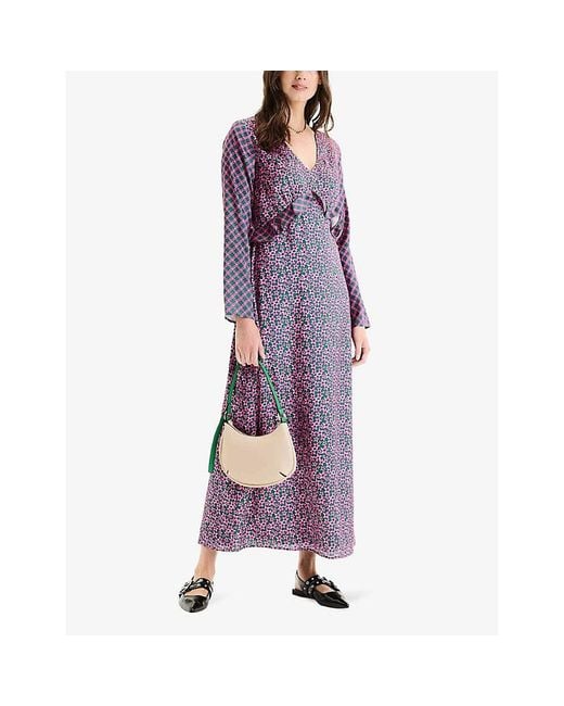 OMNES Purple Jaspiya Floral-pattern Recycled-polyester Maxi Dress