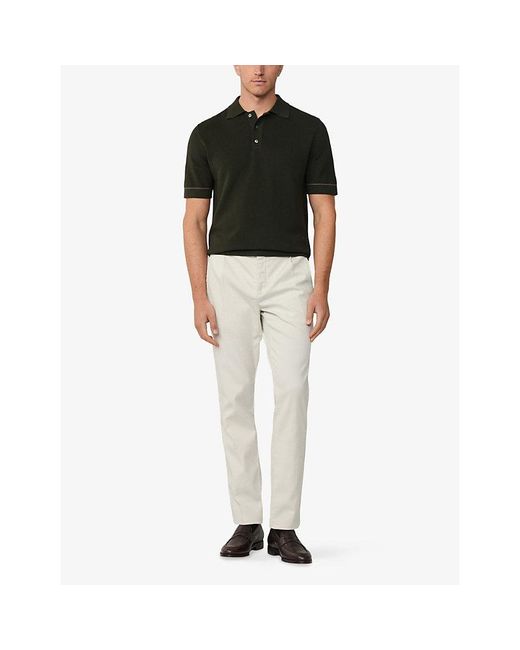 Hackett Green Contrast-Trim Regular-Fit Cotton Polo Shirt for men