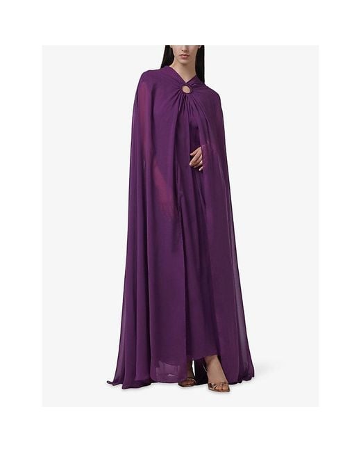 eem Purple Hoop-Embellished Woven Kaftan