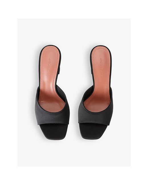 AMINA MUADDI Black Lupita 70 Suede Heeled Mules