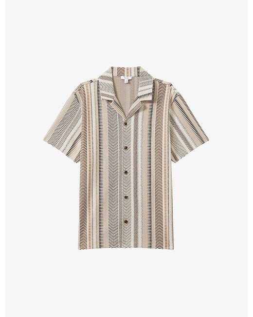 Reiss White Archer Geometric-pattern Stretch-knit Shirt X for men