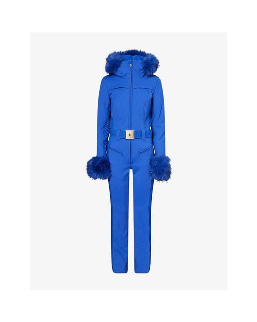 Goldbergh Blue Angele Faux Fur-Trim Soft-Shell Ski Suit