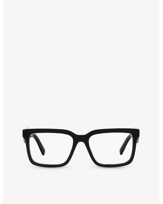Prada Black Pr 10yv Rectangle-frame Acetate Eyeglasses for men
