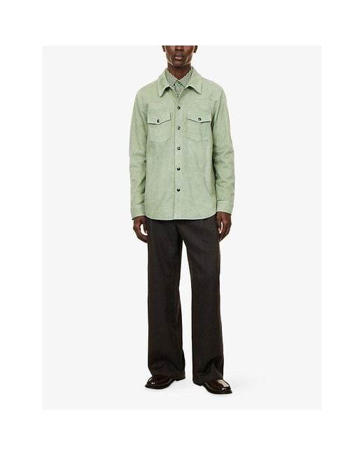 Paul Smith Green Classic Collar Suede Overshirt for men