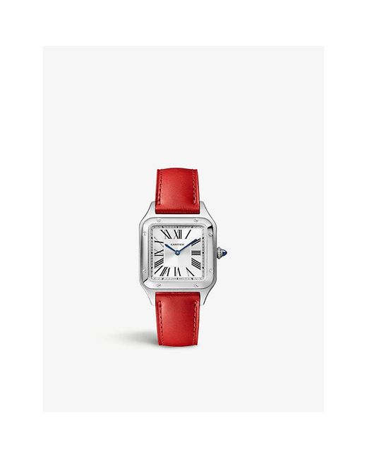 Cartier White Crwssa0023 Santos-dumont Small Model Stainless- And Leather Quartz Watch for men