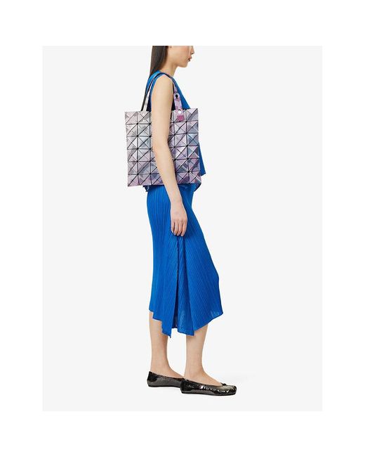 Pleats Please Issey Miyake Blue Efficient Square Flared Midi Knitted Skirt