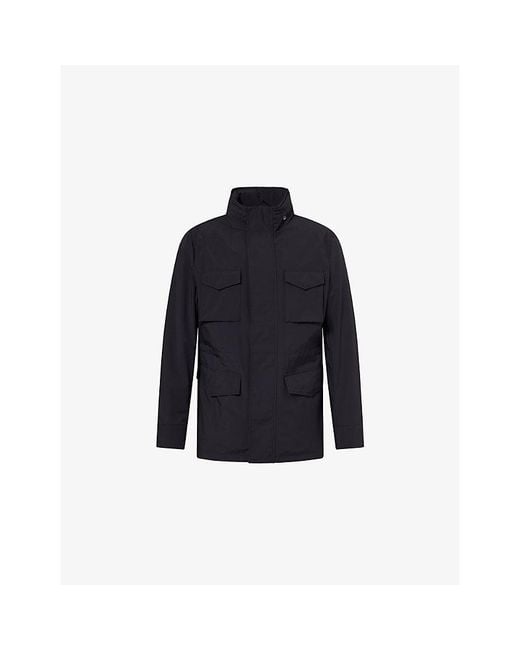 Oscar Jacobson Blue M65 High-Neck Woven Field Jacket for men