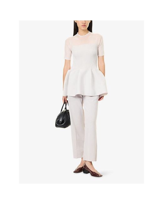 CFCL White Soft Milan Semi Wide-Leg Knitted Trousers