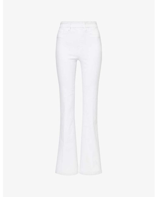 GOOD AMERICAN White Pull-on Flared High-rise Stretch Denim-blend Jeans