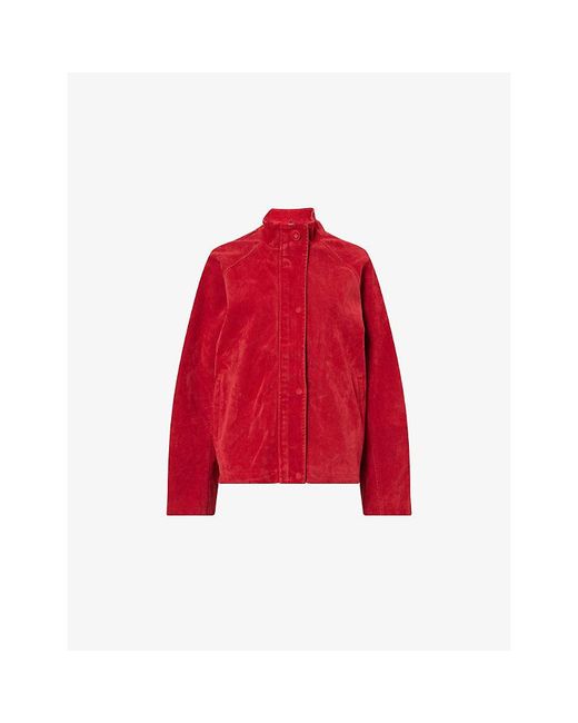 Sisters & Seekers Red Lady Long-Sleeve Faux-Suede Jacket