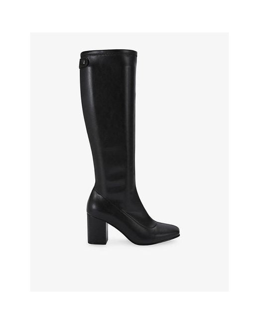 Carvela Kurt Geiger Black Strut Faux-Leather Heeled Knee-High Boots