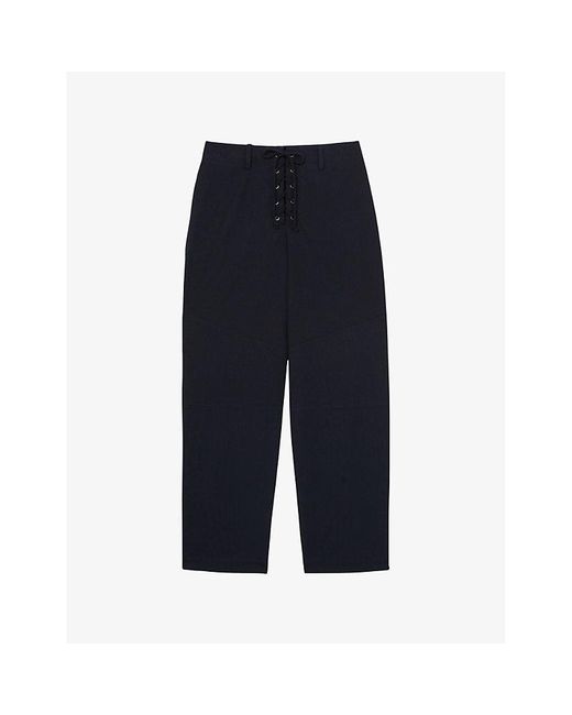 Reiss Blue Clement Tapered-Leg Cotton Trousers