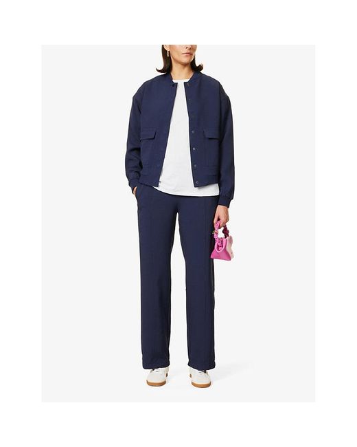 4th & Reckless Blue Vy Teya Boxy-fit Stretch-woven Bomber Jacket