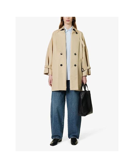 Weekend by Maxmara Natural Zelante Double-breasted Cotton-blend Coat
