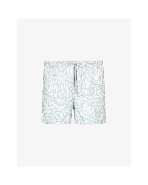 Björn Borg Blue Abstract-print Recycled-polyester Swim Shorts for men