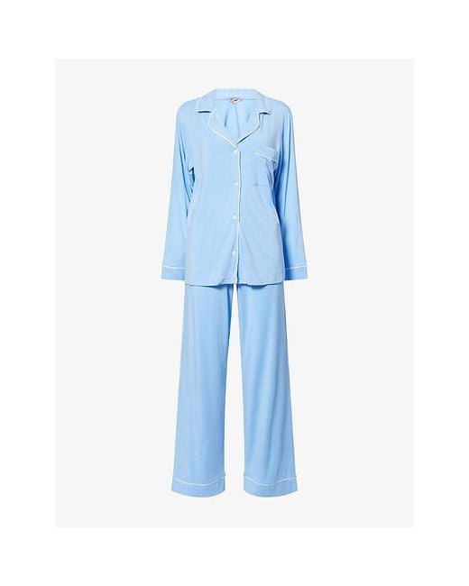 Eberjey Blue Gisele Long-Sleeve Modal-Jersey Pyjama Set