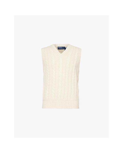 Polo Ralph Lauren Natural V-Neck Cable-Knit Cotton And Cashmere Vest for men