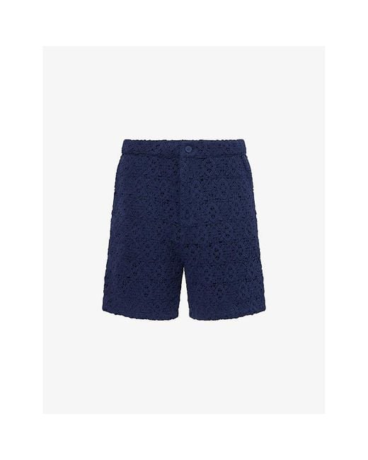 Daily Paper Blue Lace Shield Knitted Shorts for men