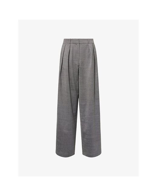 Frankie Shop Gray Ripley Pleated Wool-Blend Trousers