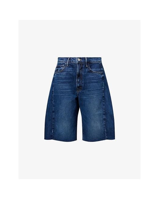 Mother Blue The Halfpipe Wide-Leg Denim Bermuda Shorts