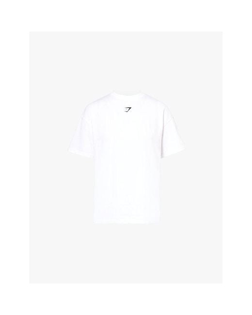 GYMSHARK White Gs Power Brand-Print Oversized-Fit Cotton-Jersey T-Shirt