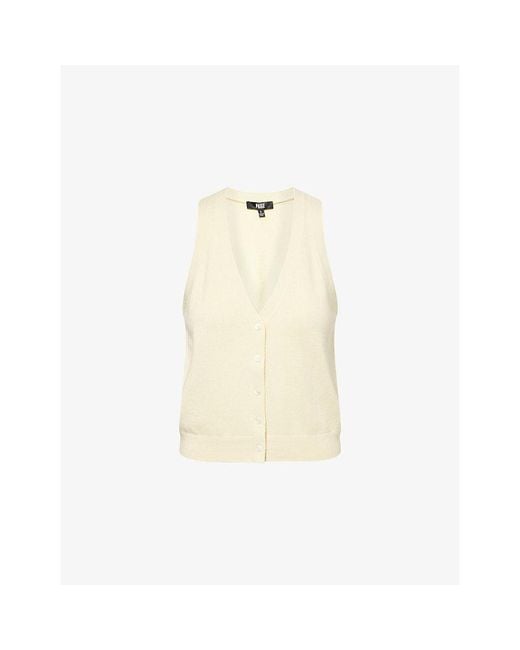 PAIGE Natural Anika Sleeveless Cashmere Knitted Top
