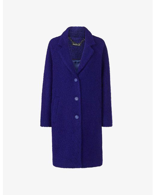Whistles Blue Anita Relaxed-fit Wool-boucle Coat