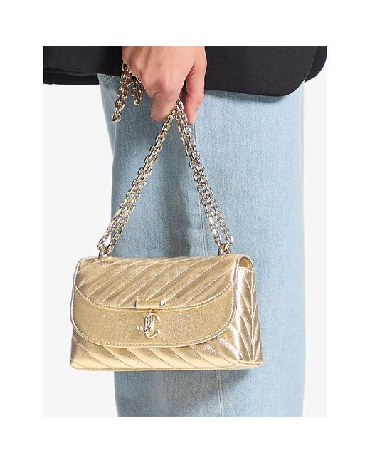 Jimmy Choo Curve Small Quilted Metallic-Leather Cross Body Bag