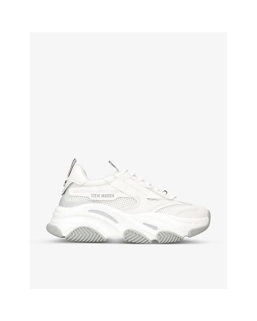 Steve Madden White Possession Chunky-soled Mesh And Faux-leather Trainers