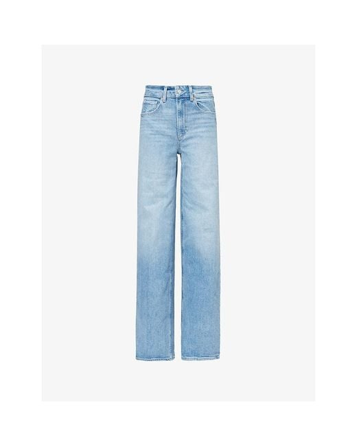 PAIGE Blue Sasha Straight-leg High-rise Stretch-organic Denim Jeans