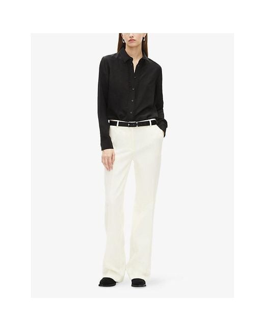 The Kooples White Straight-Leg High-Rise Stretch-Woven Trousers