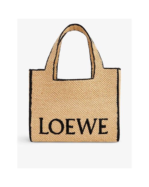 Loewe Natural Brand-embroidered Raffia Tote Bag