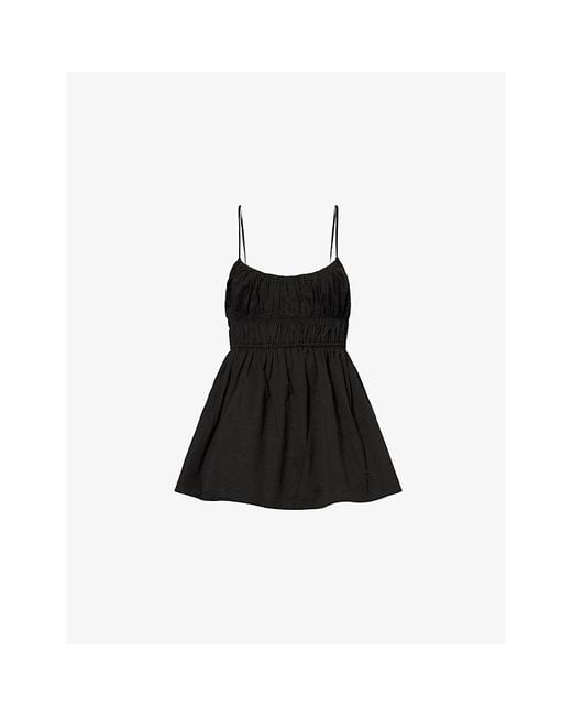 Dissh Black Zahara Ruched Cotton Top