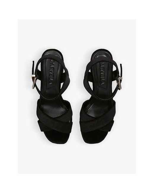 Carvela Kurt Geiger Black Serafina Cross-strap Velvet Platform Sandals