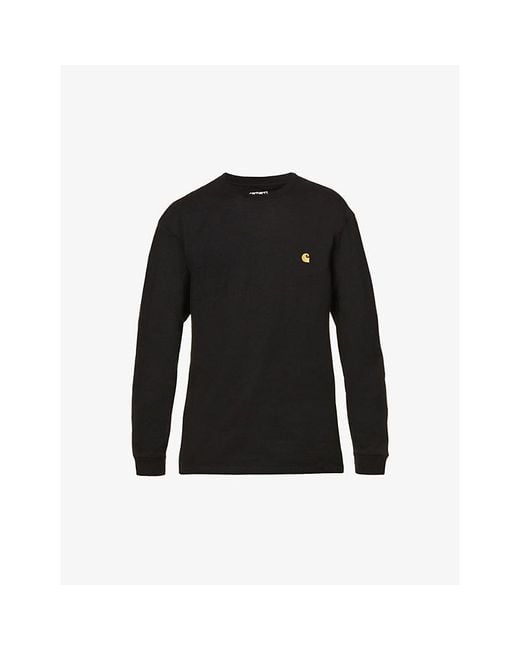 Carhartt Black Chase Logo-Embroidered Cotton-Jersey T-Shirt for men