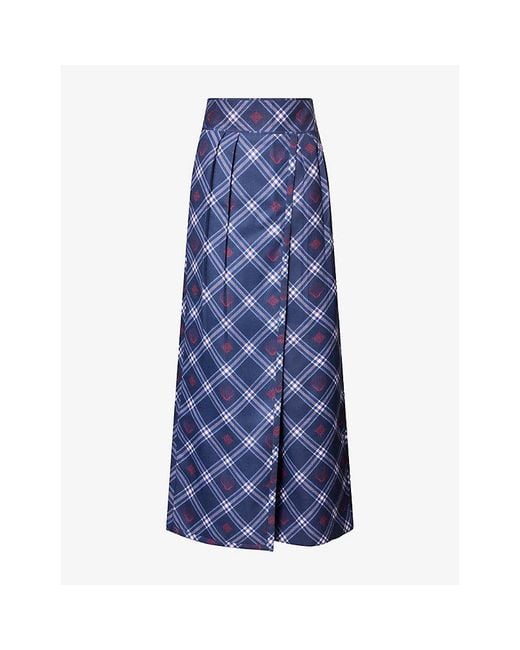 Ara Blue Pleated Monogram-Print Tweed Trousers