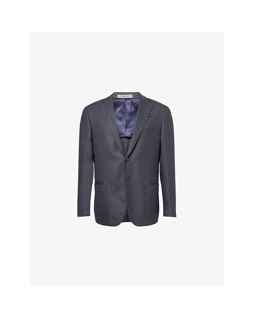 Corneliani Blue Single-Breasted Notched-Collar Silk-Wool Blend Jacket for men
