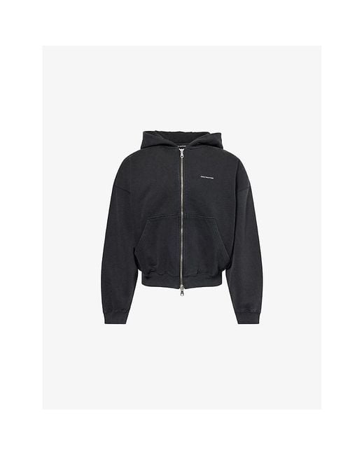 Cole Buxton Black Logo-Embroidered Zip-Up Cotton-Jersey Hoody for men