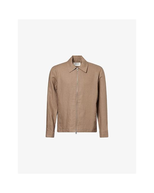 NN07 Natural Alban Zip-Up Linen Jacket for men